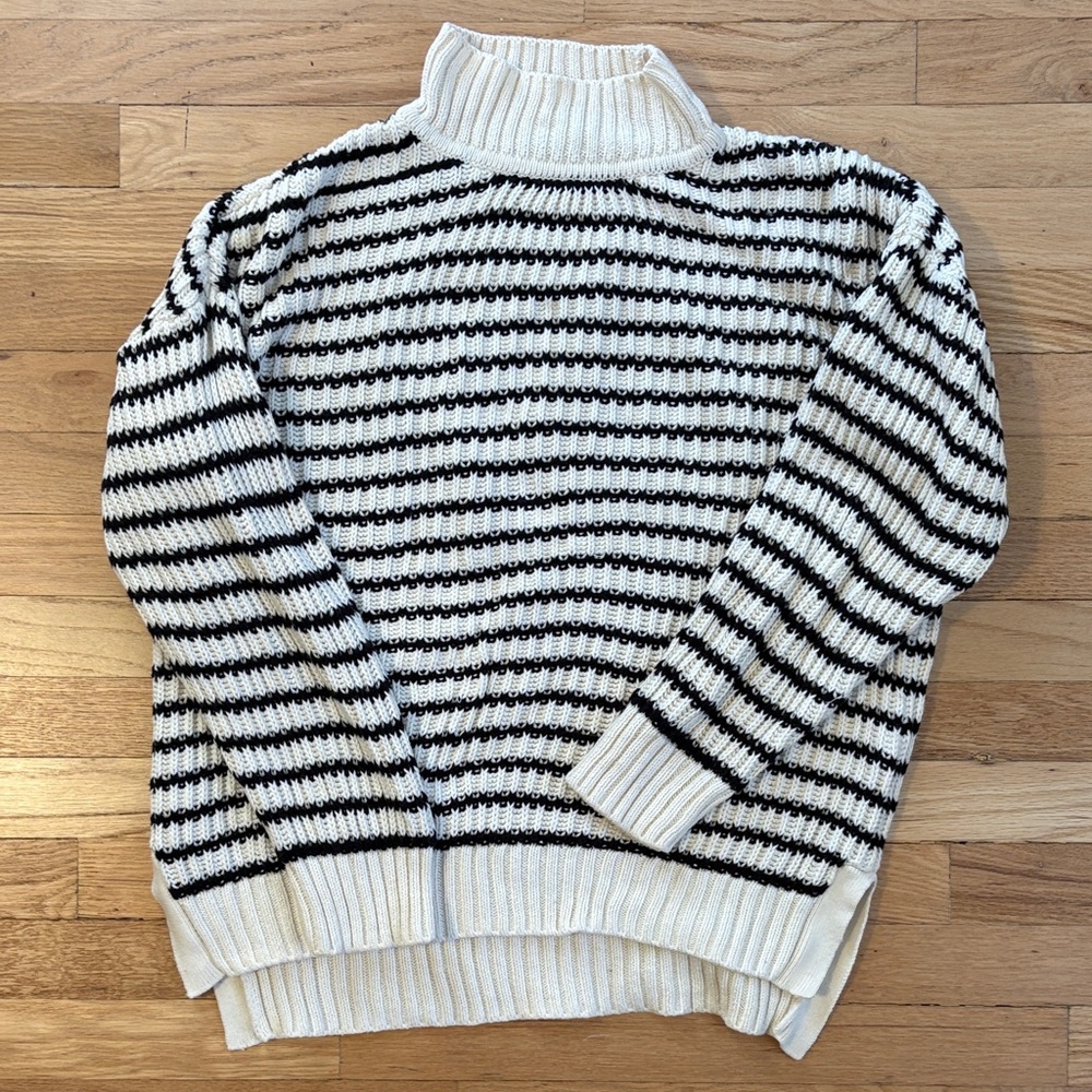 Able Black and White Striped Tunic sweater